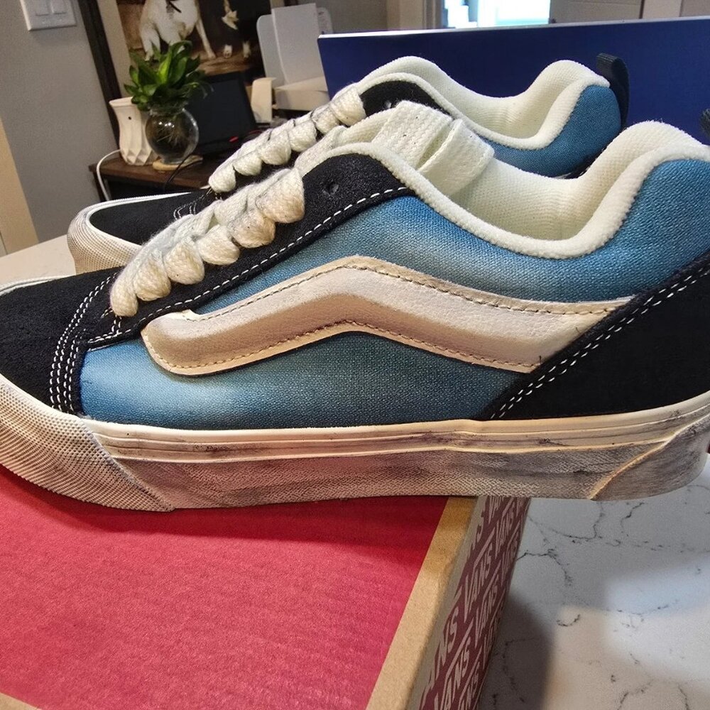 Vans Knu Skool Washed Bluestone Women's Size 7 Luxury Distressed VN000CRPJCN NEW